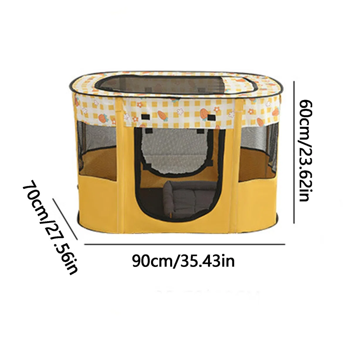 Koci Namiot-klatka Przenośny Składany Wodoodporny (XL90X70X60 YELLOW)