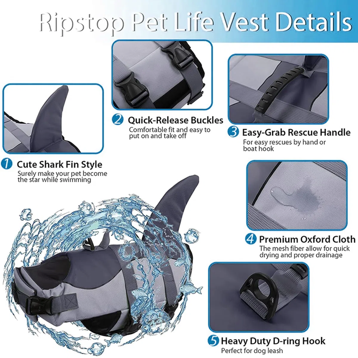 Ripstop kamizelka ratunkowa dla psa wygodna regulowana kamizelka ratunkowa dla psa z uchwytem ratunkowym bezpieczeństwo dla zwierząt domowych strój kąpielowy kurtka surfingowa dla psa na basen plażę