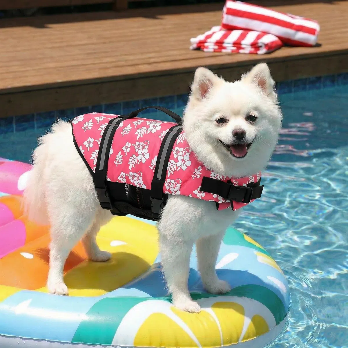 Doglay Kamizelka ratunkowa dla psa, wodoodporna kamizelka ratunkowa dla psa do pływania, regulowana kamizelka ratunkowa dla szczeniaka z paskami odblaskowymi, kamizelka do pływania dla małych