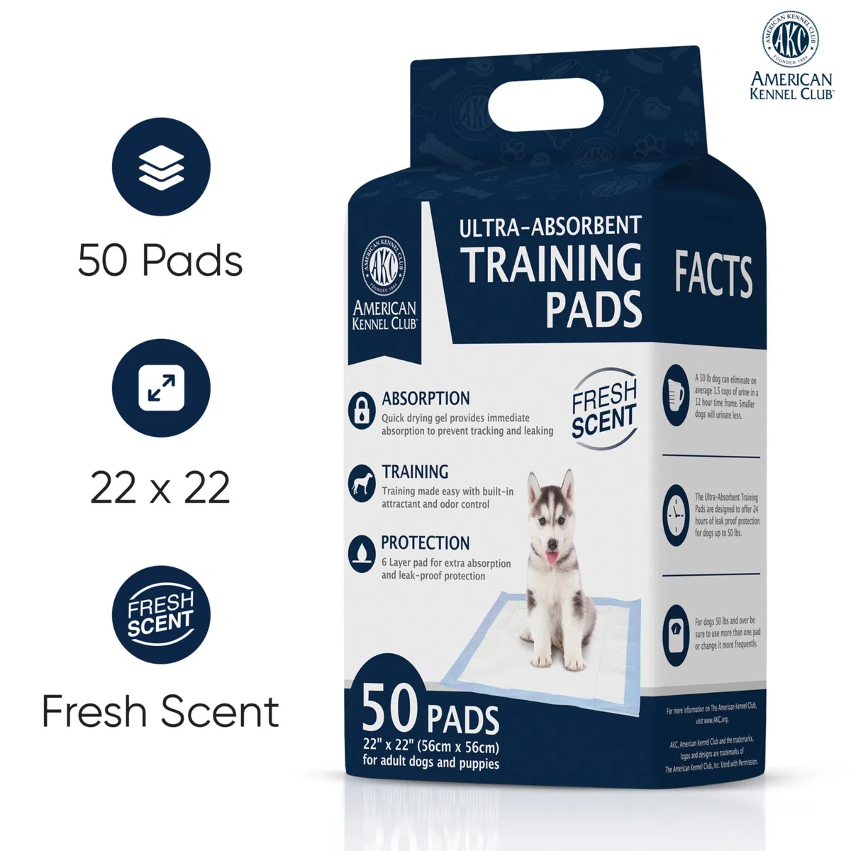 American Kennel Club AKC podkładki treningowe, 50-pak